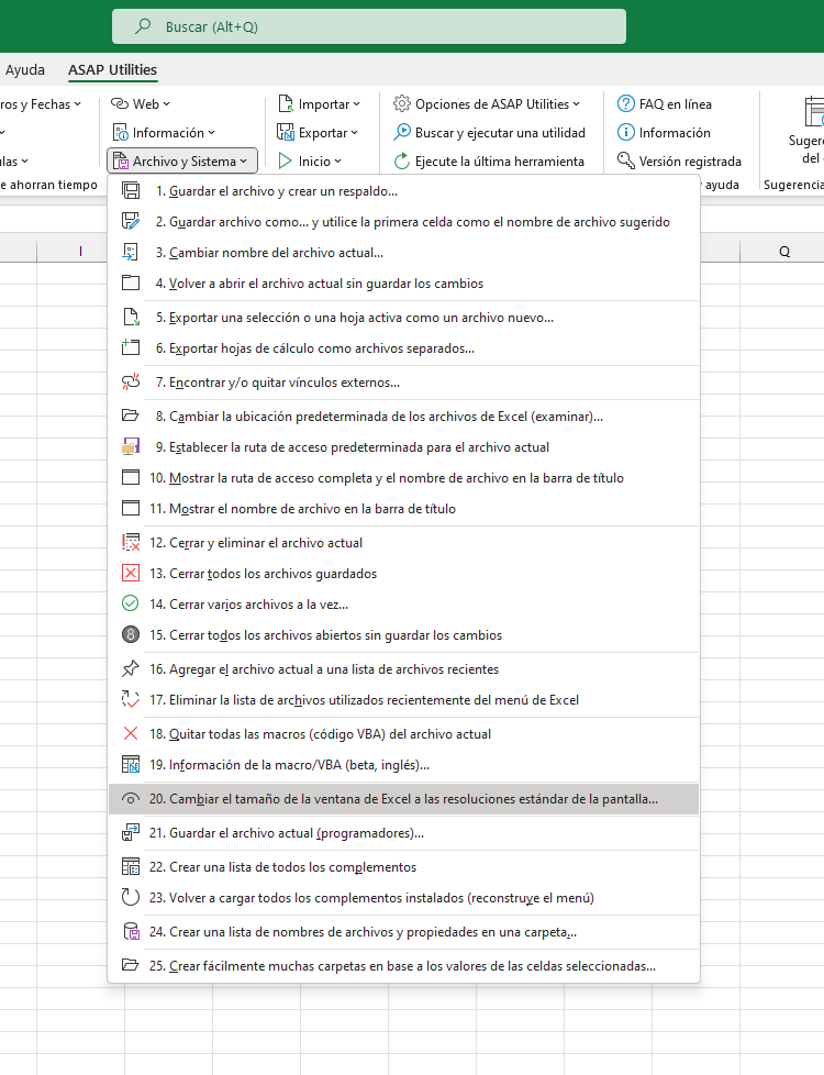 Archivo y Sistema  ›  20 Cambiar el tamaño de la ventana de Excel a las resoluciones estándar de la pantalla...