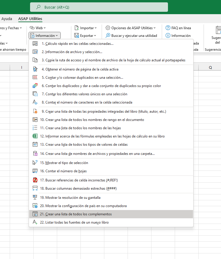 Información  ›  21 Crear una lista de todos los complementos