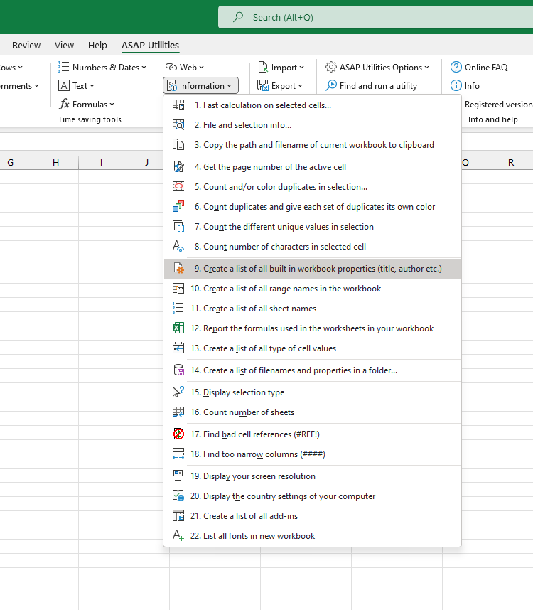 Information  ›  9 Create a list of all built in workbook properties (title, author etc.)