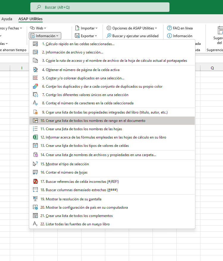 Información  ›  10 Crear una lista de todos los nombres de rango en el documento