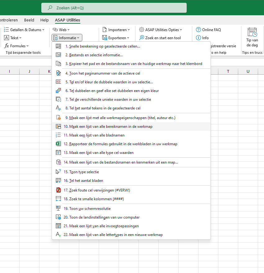 Informatie  ›  10 Maak een lijst van alle bereiknamen in de werkmap