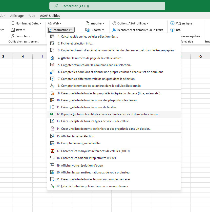 Informations  ›  12 Reporter les formules utilisées dans les feuilles de calcul dans votre classeur