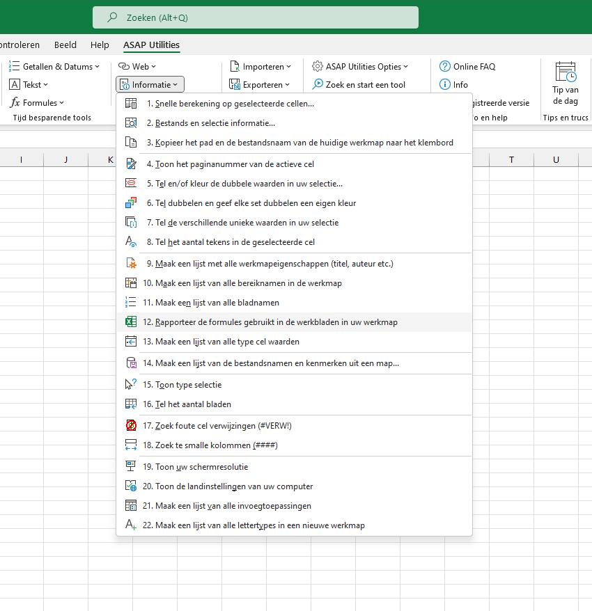 Informatie  ›  12 Rapporteer de formules gebruikt in de werkbladen in uw werkmap