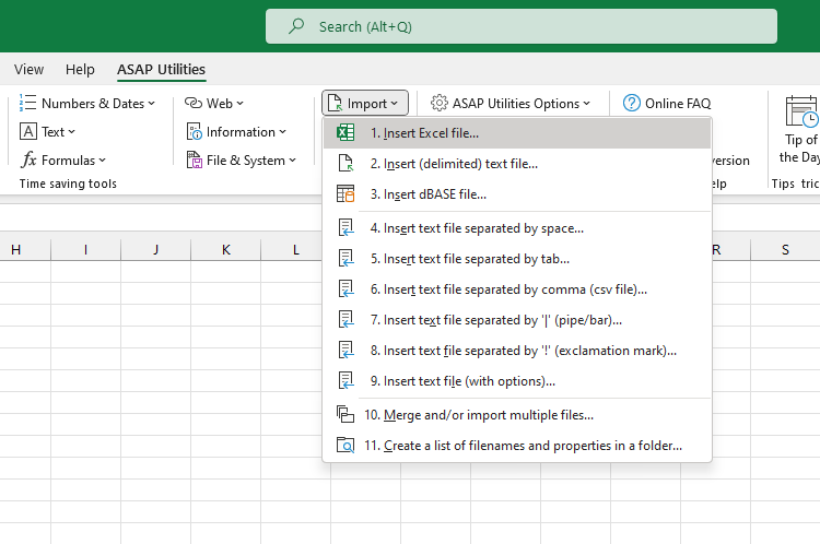 Import  ›  1 Insert Excel file...