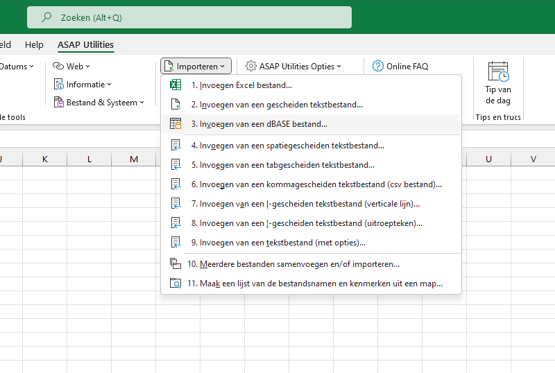 Importeren  ›  3 Invoegen van een dBASE bestand...