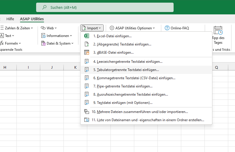 Import  ›  5 Tabulatorgetrennte Textdatei einfügen...