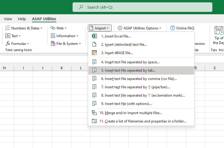 Import  ›  5 Insert text file separated by tab...