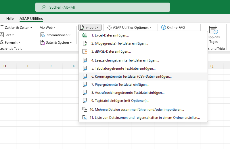 Import  ›  6 Kommagetrennte Textdatei (CSV-Datei) einfügen...