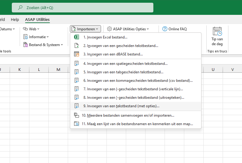 Importeren  ›  9 Invoegen van een tekstbestand (met opties)...