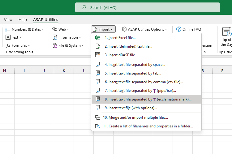 Import  ›  8 Insert text file separated by 