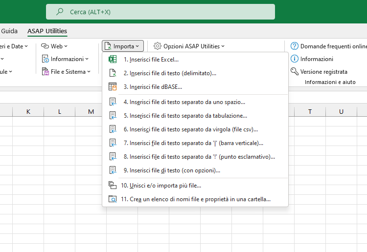 Importa  ›  1 Inserisci file Excel...