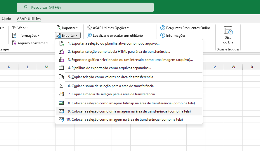 Exportar  ›  9 Colocar a seleção como uma imagem na área de transferência (como na tela)