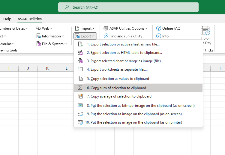 Export  ›  6 Copy sum of selection to clipboard