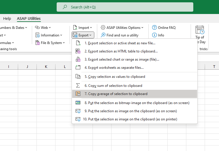 Export  ›  7 Copy average of selection to clipboard