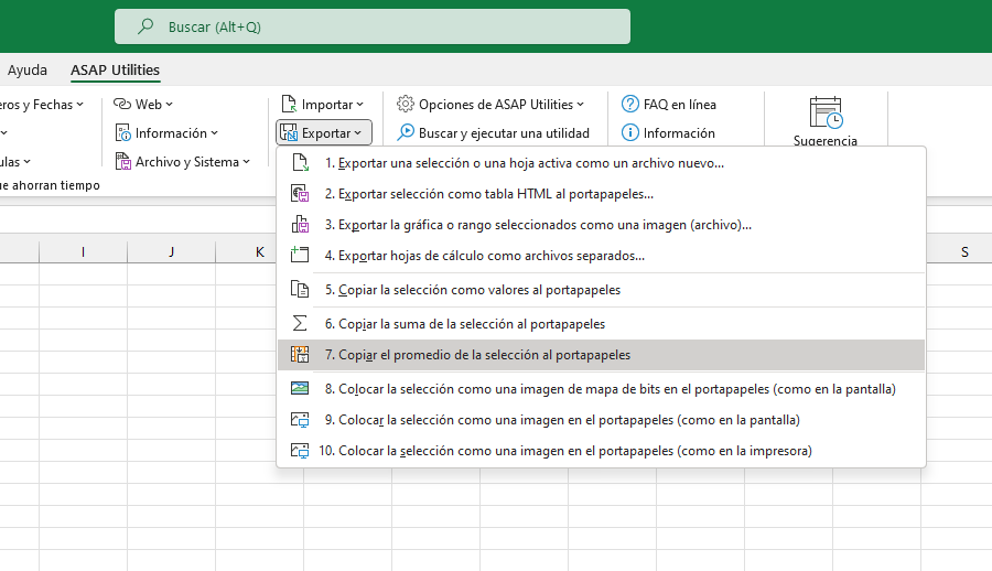 Exportar  ›  7 Copiar el promedio de la selección al portapapeles