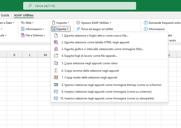 Esporta  ›  1 Esporta selezione o foglio attivo come nuovo file...