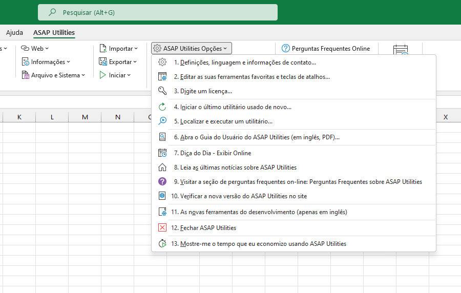 ASAP Utilities Opções