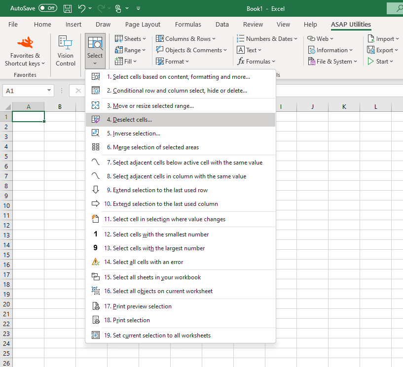 Select › 4 Deselect cells... (English)