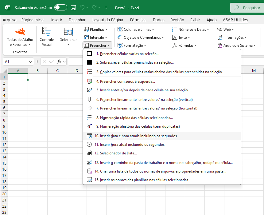 Preencher  ›  10 Inserir data e hora atuais incluindo os segundos