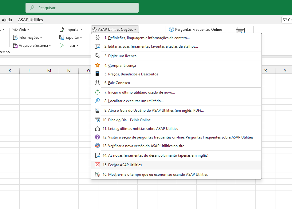 ASAP Utilities Opções  ›  15 Fechar ASAP Utilities