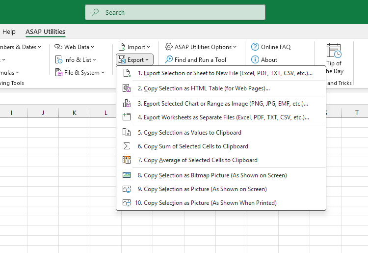 Export  ›  4 Export Worksheets as Separate Files (Excel, PDF, TXT, CSV, etc.)...