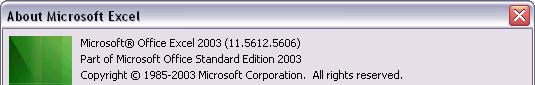 Excel version 2003