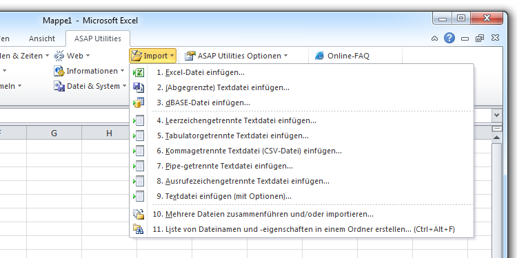 ASAP Utilities » Import Import