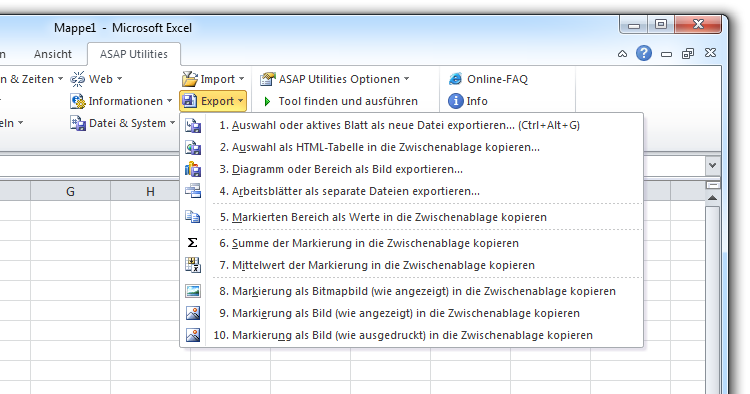 ASAP Utilities » Export Export