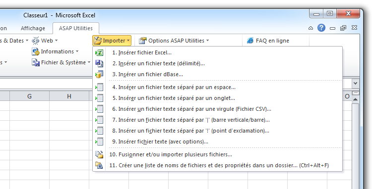 ASAP Utilities › Importer Importer