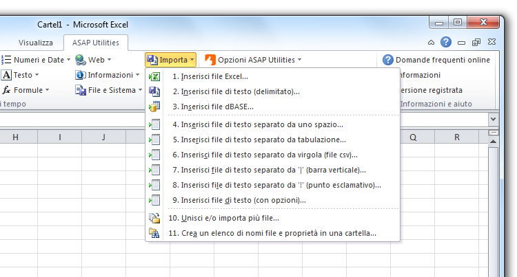 ASAP Utilities » Importa Importa