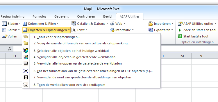 ASAP Utilities » Objecten & Opmerkingen Objecten & Opmerkingen
