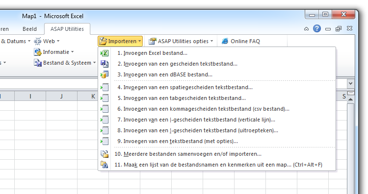 ASAP Utilities » Importeren Importeren