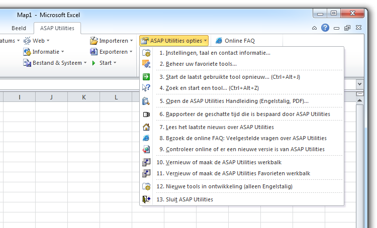 ASAP Utilities » ASAP Utilities Opties ASAP Utilities Opties