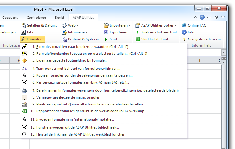 ASAP Utilities » Formules Formules