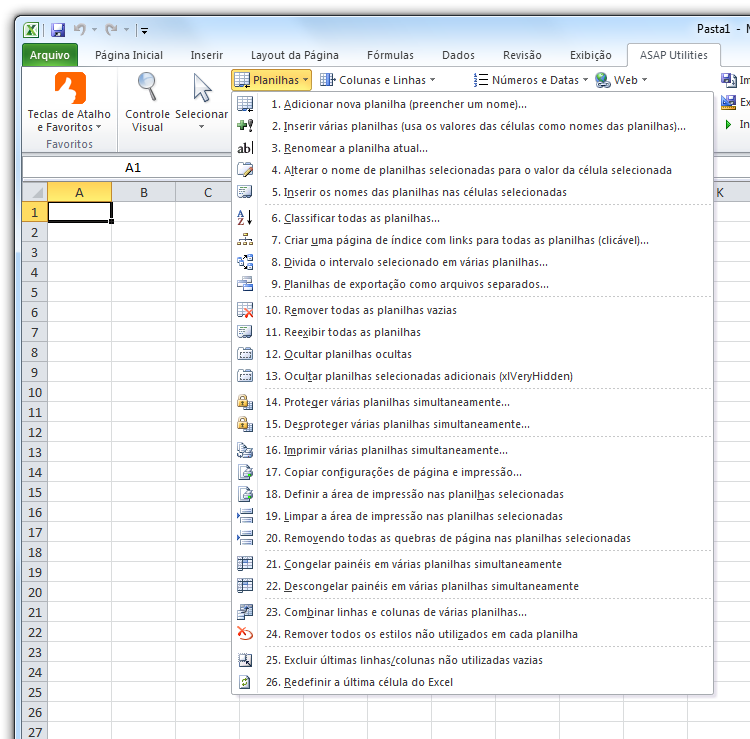 ASAP Utilities › Planilhas Planilhas