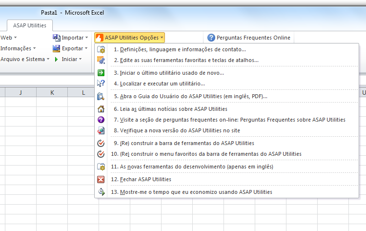 ASAP Utilities › ASAP Utilities Opções ASAP Utilities Opções