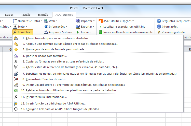 ASAP Utilities » Fórmulas Fórmulas