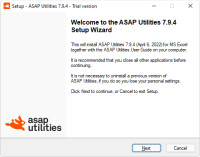 screenshot: Welcome to the ASAP Utilities setup