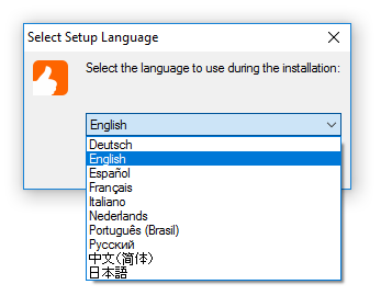 Select the language to use during the installation