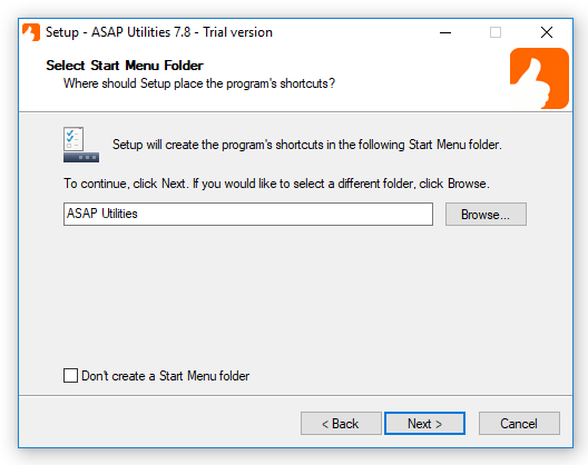 Add ASAP Utilities and a link to the PDF User Guide in the Windows Start menu
