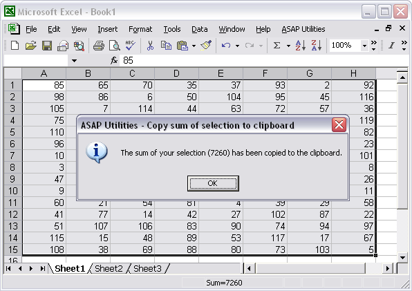 Copy the sum to your clipboard