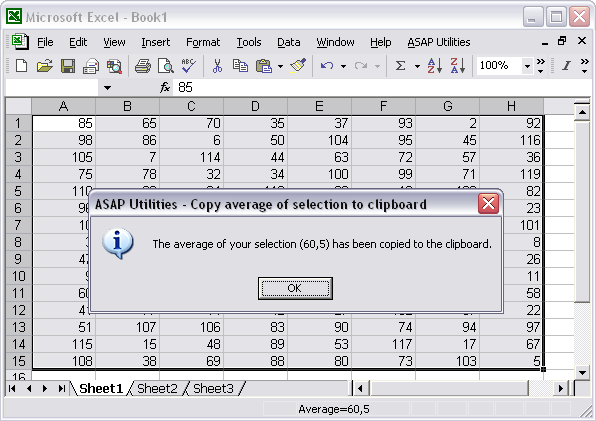 Copy the average to your clipboard