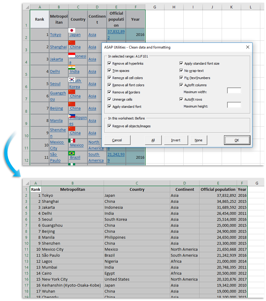 Format  ›  Clean data and formatting...