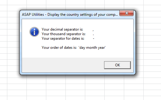 Information » Display the country settings of your computer