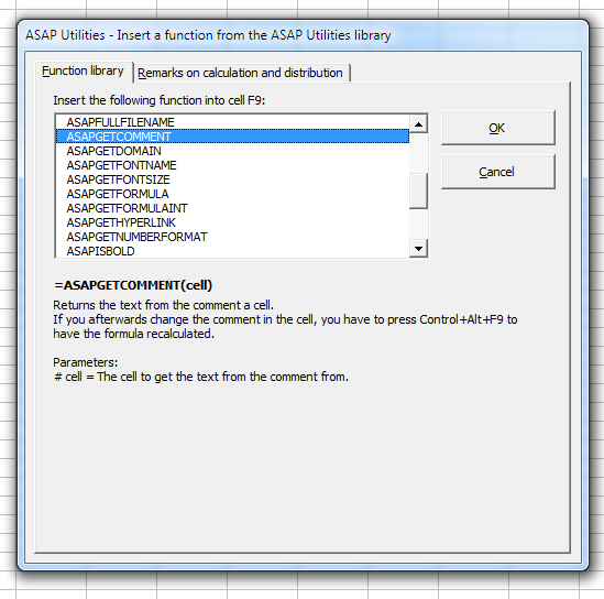 1, Formeln » Funktion aus der ASAP Utilities-Bibliothek einfügen...