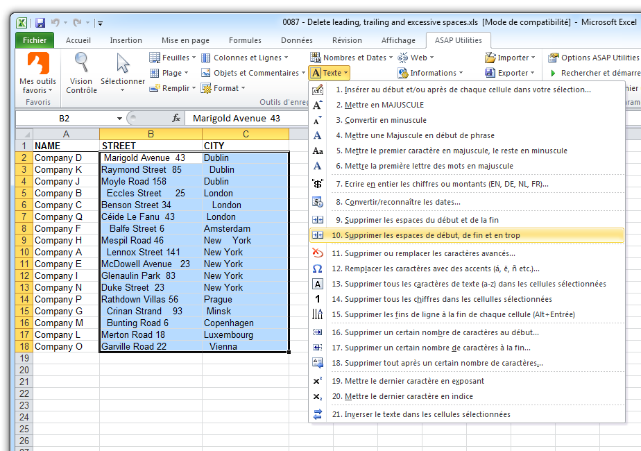 Comment Supprimer Les Espaces Dans Excel Riset