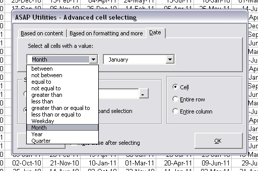 NEW: Select cells by date