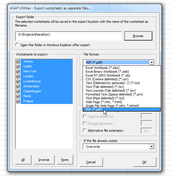 Export sheets as PDF or HTML documents