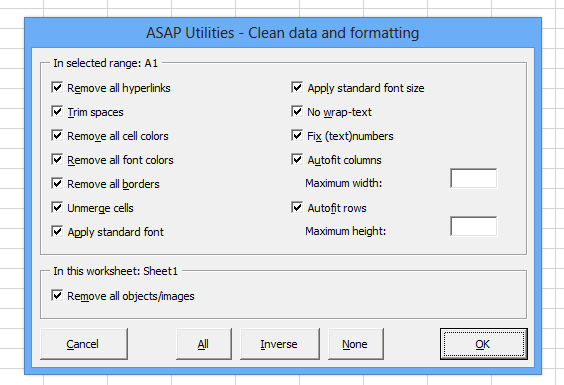 Clean data and formatting