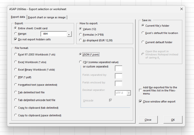 Save your dataset in JSON format